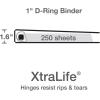 Oxford 3 Ring Binders, 1 inch ONE-Touch Easy Open D Rings, Durable Binders for School and Office, ClearVue, Xtralife Hinge, Non-Stick, PVC-Free, Black, Holds 250 Sheets, 4 PK (79903)(1 Inch)