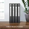 Oxford 3 Ring Binders, 1 inch ONE-Touch Easy Open D Rings, Durable Binders for School and Office, ClearVue, Xtralife Hinge, Non-Stick, PVC-Free, Black, Holds 250 Sheets, 4 PK (79903)(1 Inch)