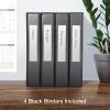 Oxford 3 Ring Binders, 1 inch ONE-Touch Easy Open D Rings, Durable Binders for School and Office, ClearVue, Xtralife Hinge, Non-Stick, PVC-Free, Black, Holds 250 Sheets, 4 PK (79903)(1.5 Inch)