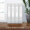 Oxford 3 Ring Binders, Binders for School and Office, 1.5 Inch ONE-Touch Easy Open D Rings, 3-Sided View Binder Covers, Xtralife Hinge, Non-Stick, PVC-Free, White, 375-Sheet Capacity, 4 Pack (79906)(1.5 Inch)
