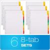 Oxford Write and Erase Binder Dividers, Durable Tabs for 3 Ring Binder, 8 Tab, Write On Tabs, Erasable Dividers, White, Multicolor Tabs, 6 Sets (89991)(8 Tab Write & Erase)