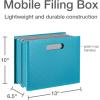 Pendaflex Mobile File Box with Handles, Easy Set Up, Collapse Down and Store Away, 13″ W x 10″ H x 6.5″ D, Holds Letter Size Files, White (126119)(Teal)