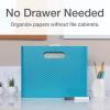 Pendaflex Mobile File Box with Handles, Easy Set Up, Collapse Down and Store Away, 13″ W x 10″ H x 6.5″ D, Holds Letter Size Files, White (126119)(Teal)