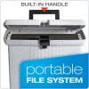 Pendaflex Portable File Box with File Rails, Simple Document Storage, File Bin for Home and Office, Hinged Lid with Double Latch Closure, Black, 3 Black Letter Size Hanging Folders Included (41742AMZ)(Granite)