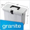 Pendaflex Portable File Box with File Rails, Simple Document Storage, File Bin for Home and Office, Hinged Lid with Double Latch Closure, Black, 3 Black Letter Size Hanging Folders Included (41742AMZ)(Granite)