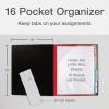 Pendaflex Project Organizer, File Organizer for School, Home and Office, Black with 16 Pockets and 8 Rainbow Tabs, Fits 160 Letter Size Sheets, Poly Tabs with Adhesive Labels (83144)