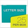 Pendaflex Recycled Hanging Folders, Letter Size, Aqua, 1/5 Cut, 25/BX (81616)(Aqua)