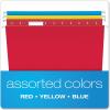 Pendaflex Recycled Hanging Folders, Letter Size, Aqua, 1/5 Cut, 25/BX (81616)(Assorted Primary Colors)