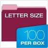 Pendaflex Two-Tone Color File Folders, Letter Size, Assorted Colors, 1/3 Cut, 100 per box (152 1/3 ASST)(Burgundy)