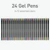 Pentonic Gel Pens, 24 Count, Mixed Pack (12 Assorted Color Pens, 12 Glitter Pens), Medium & Fine Point, Smooth Writing For Journaling (1002355)(Multicolor Gel & Glitter)