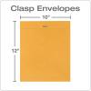 Quality Park 6 x 9 Clasp Envelopes, Clasp and Gummed Closures for Storing or Mailing, 28 lb Kraft Paper, 100 per Box (QUA37855)(10 x 12 Inches)
