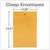 Quality Park 6 x 9 Clasp Envelopes, Clasp and Gummed Closures for Storing or Mailing, 28 lb Kraft Paper, 100 per Box (QUA37855)(9.25 x 14.5 Inches)