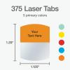 Redi-Tag Laser Printable Tabs, Permanent Index Tabs, Customizable Adhesive Labels, 5 Assorted Colors: Yellow, Red, Blue, Green, Orange, 1.125″ x 1.25″, 375 Per Pack (B39020)(375 labels)