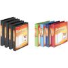 Cardinal Economy 3 Ring Binder, 1 Inch, Presentation View, Black, Holds 225 Sheets, Nonstick, PVC Free, 4 Pack of Binders (79512)(Black)