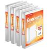 Cardinal Economy 3 Ring Binder, 1 Inch, Presentation View, White, Holds 225 Sheets, Nonstick, PVC Free, 4 Pack of Binders (79510)(1.5-Inch)