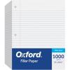 Oxford Filler Paper, 8 x 10-1/2 Inch Wide Ruled Paper, 3 Hole Punch, Loose Leaf Notebook Paper for 3 Ring Binders, 500 sheets (62330), white(Pack of 1000)