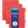 Oxford Poly Binder Dividers, 3 Hole Punch Organizers, Assorted Colors, 8 Tab Write and Erase Organizers, Durable Plastic Dividers for 3 Ring Binder, Pack of 3 Index Dividers (89994)