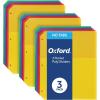 Oxford Poly Binder Dividers, Double Pocket, 3 Hole Punch Organizers, Pastel Colors, 5 Untabbed Non-Stick Organizers, Pack of 3 Index Dividers (59801)(Bright)