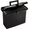 Pendaflex Portable File Box with File Rails, Simple Document Storage, File Bin for Home and Office, Hinged Lid with Double Latch Closure, Black, 3 Black Letter Size Hanging Folders Included (41742AMZ)(Black)