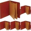 Pendaflex Recycled Classification File Folders, 2 Dividers, 2″ Embedded Fasteners, 2/5 Tab Cut, Letter Size, Light Green, Box of 10 (24076R)(Red)