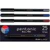 Pentonic Ballpoint Pens, 25 Count, Black Colored Ink, 1.0 mm Medium Point, Smooth Writing For Journaling & Note Taking (PEN12128)(Black  Red  Blue)