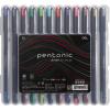 Pentonic Gel Pens In Pen Organizer Case, 12 Count, Assorted Colored Ink, 0.6 mm, 0.7 mm, 1.0 mm, Smooth Writing (PEN12185)(Chisel)