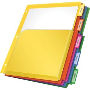 Oxford Expanding Plastic Binder Dividers, Divider for 3 Ring Binder, Flexible Front Expanding Pockets, 8 Tab, Insertable Multicolor Tabs, Letter Size, 3 Sets (89605)(5 Tab)