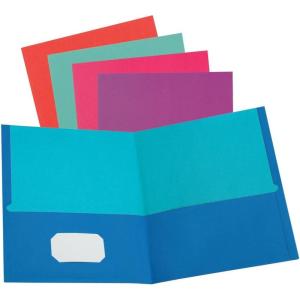 Oxford Twin-Pocket Folders, Textured Paper, Letter Size, Royal Blue, Holds 100 Sheets, Box of 25 (57512EE)(Assorted Colors)