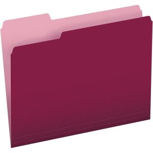 Pendaflex Two-Tone Color File Folders, Letter Size, Assorted Colors, 1/3 Cut, 100 per box (152 1/3 ASST)(Burgundy)