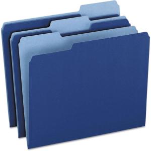 Pendaflex Two-Tone Color File Folders, Letter Size, Assorted Colors, 1/3 Cut, 100 per box (152 1/3 ASST)(Navy)