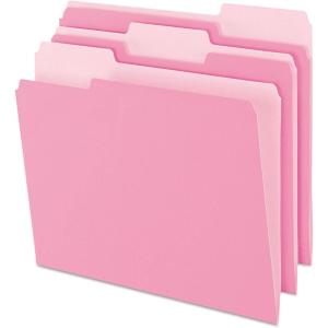 Pendaflex Two-Tone Color File Folders, Letter Size, Assorted Colors, 1/3 Cut, 100 per box (152 1/3 ASST)(Pink)