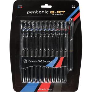 Pentonic GR-T Retractable Gel Pens, 24 Count, Assorted Color Ink (12 Black, 8 Blue, 4 Red), 0.7 mm Fine Point, Smooth Writing For Journaling (1002360)(Assorted)