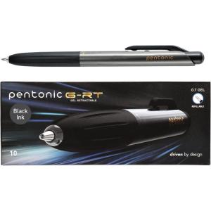 Pentonic GR-T Retractable Gel Pens, 24 Count, Assorted Color Ink (12 Black, 8 Blue, 4 Red), 0.7 mm Fine Point, Smooth Writing For Journaling (1002360)(Black)