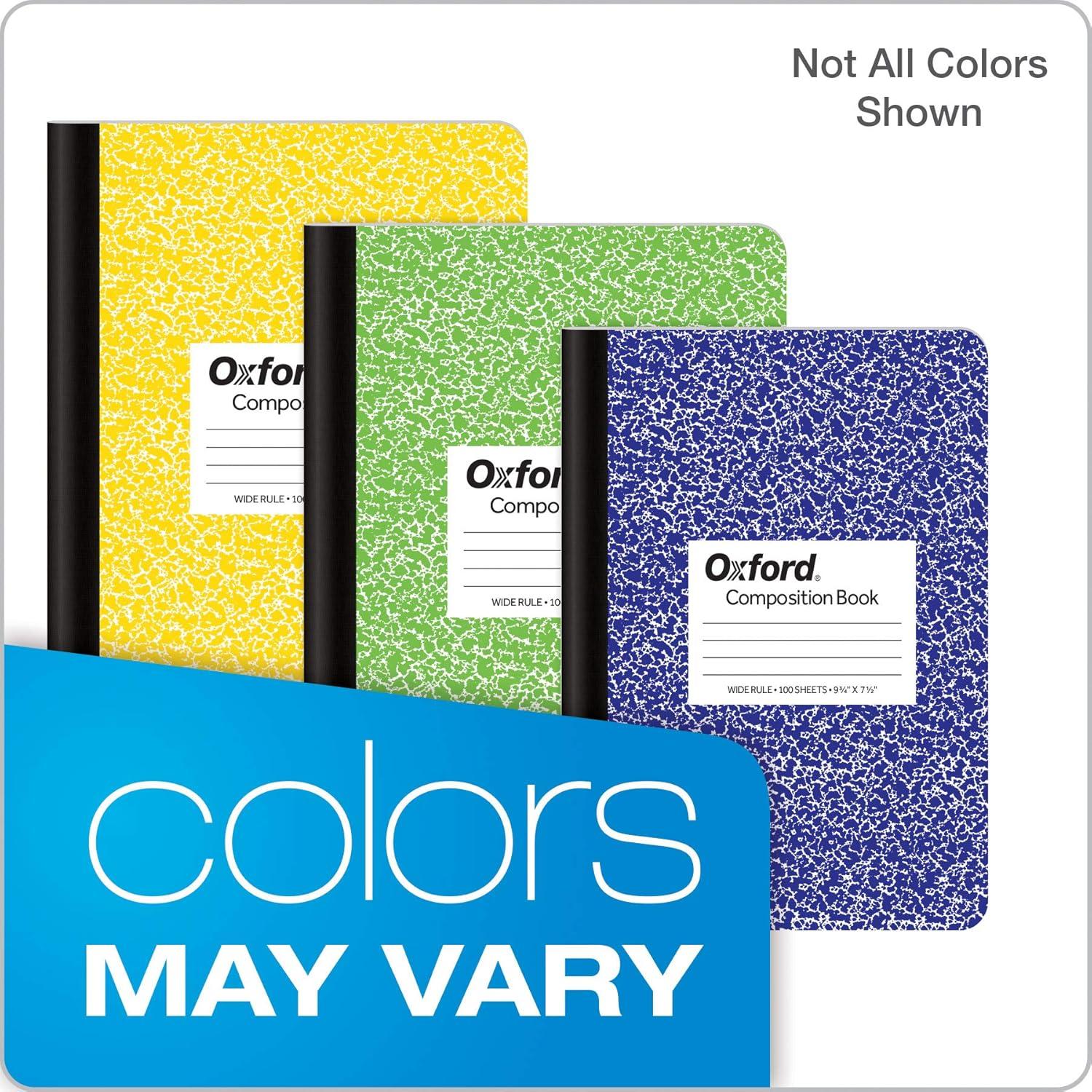 imageOxford Composition Notebooks Wide Ruled Paper 934quot x 712quot Assorted Marble Covers 100 Sheets 12 per Pack Colors May Vary 63794