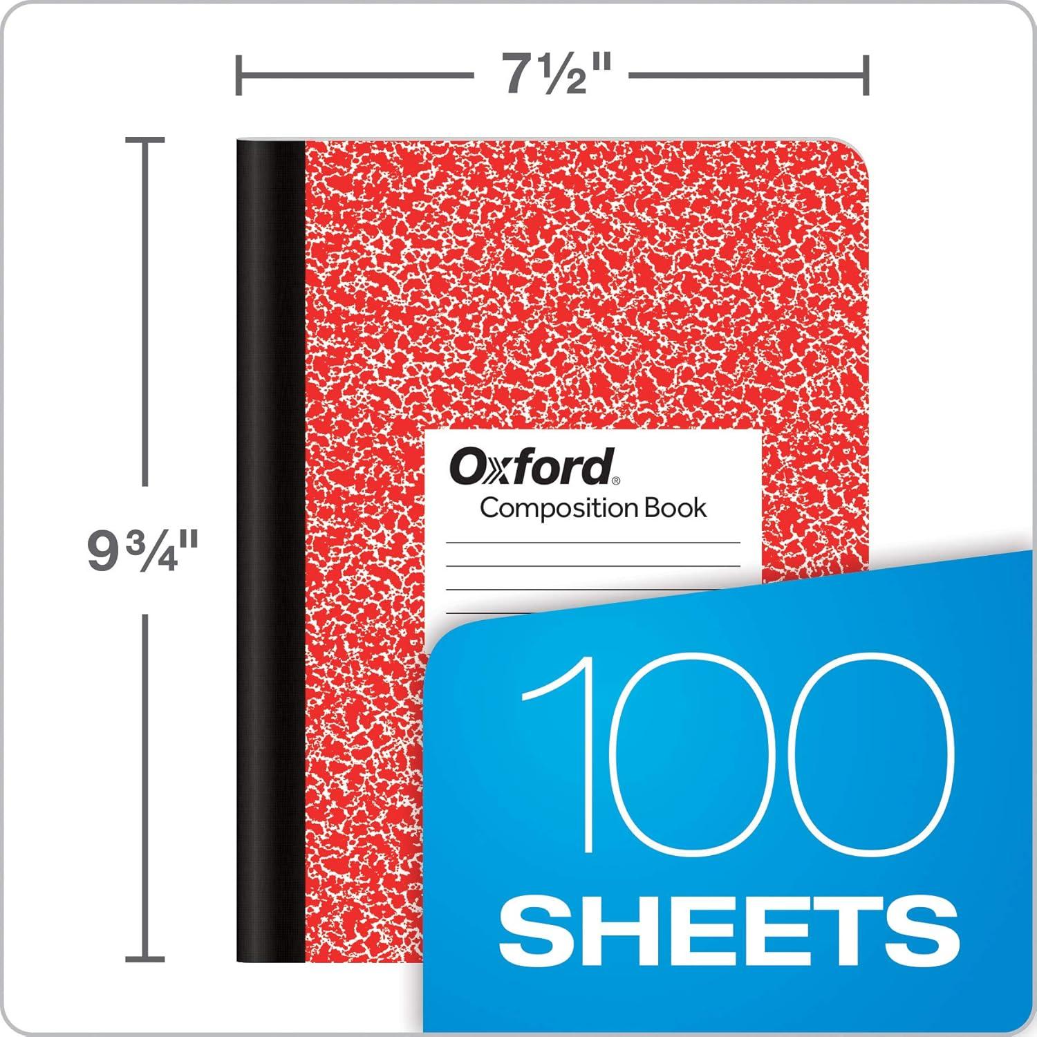 imageOxford Composition Notebooks Wide Ruled Paper 934quot x 712quot Assorted Marble Covers 100 Sheets 12 per Pack Colors May Vary 63794