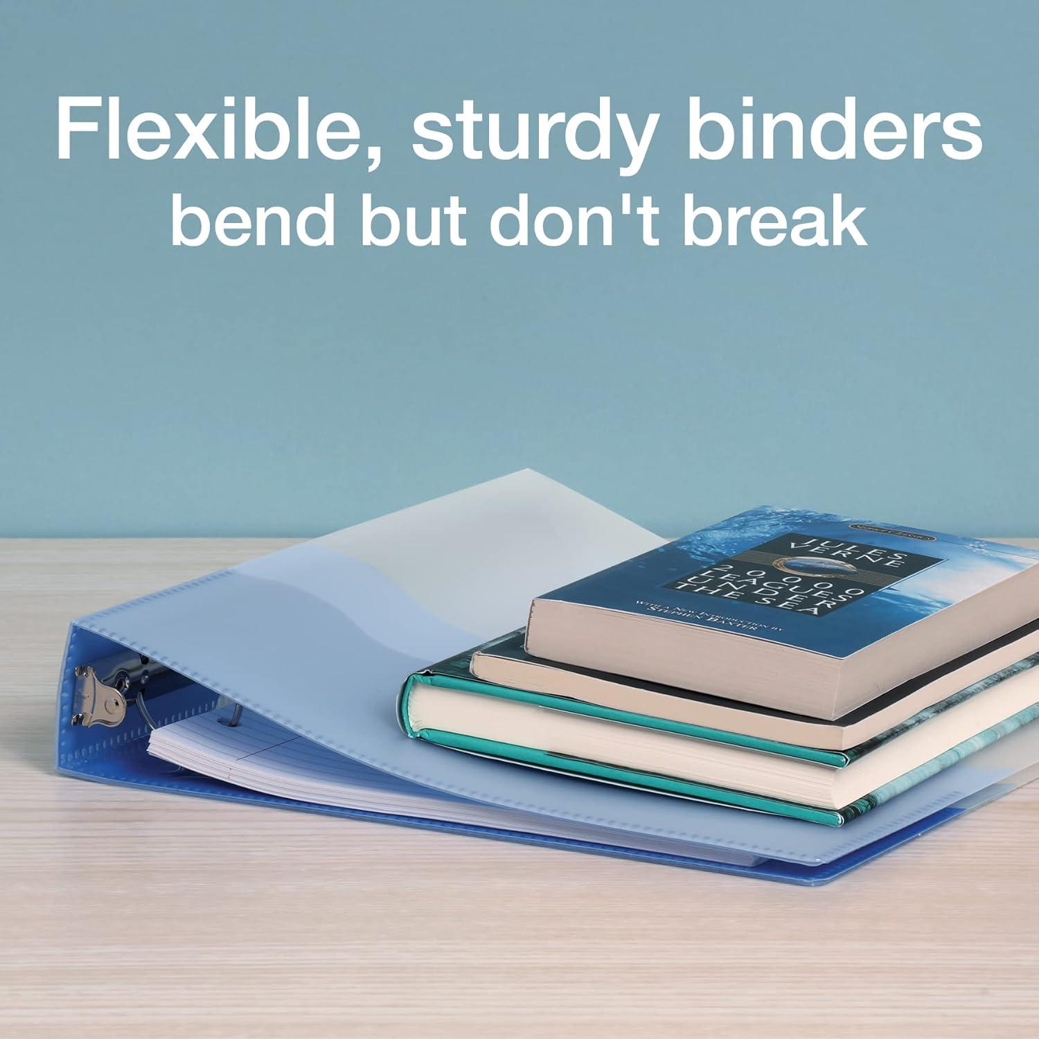 imageOxford Wave Binders Binders for School and Office Strong Flexible Poly 4 Wave Pockets 4 Assorted Colors Transluscent Covers Holds up to 350 Sheets 15 inch Binder 4Pack 91091