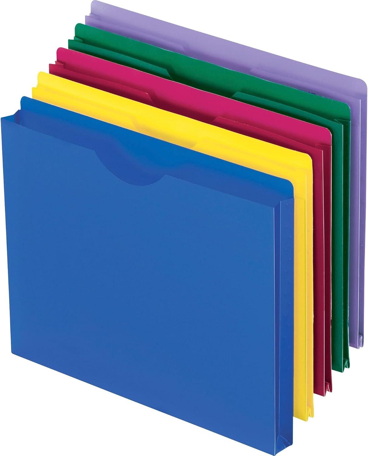 imagePendaflex Translucent Poly File Jackets Letter Size Assorted Colors 50990 10 per PackBlue  Green  Purple  Red  Yellow