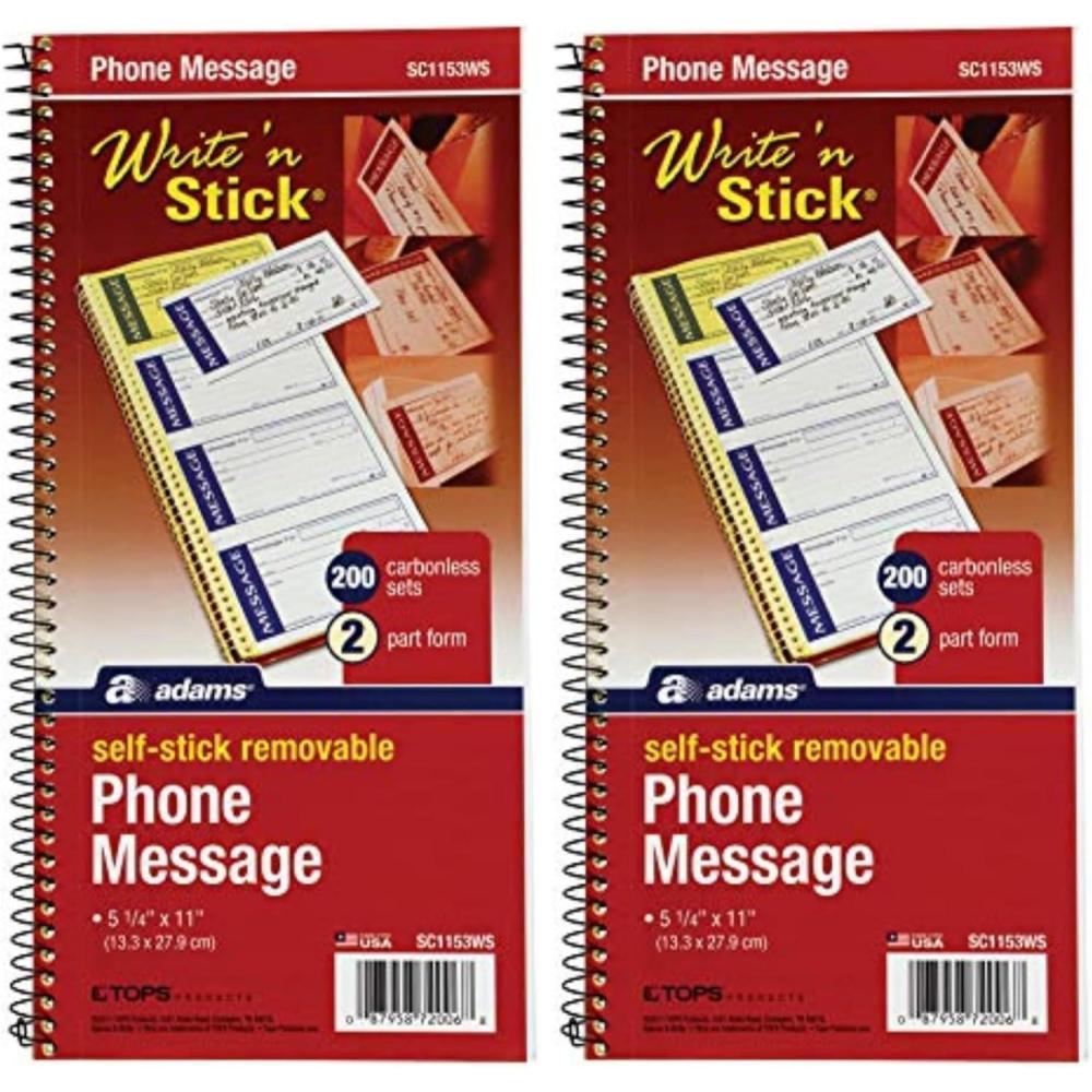 imageAdams Write N Stick Message Pad 2Part Carbonless Blue 514quot x 11quot 200 Sets per Book SC1153WS200 Count Pack of 2