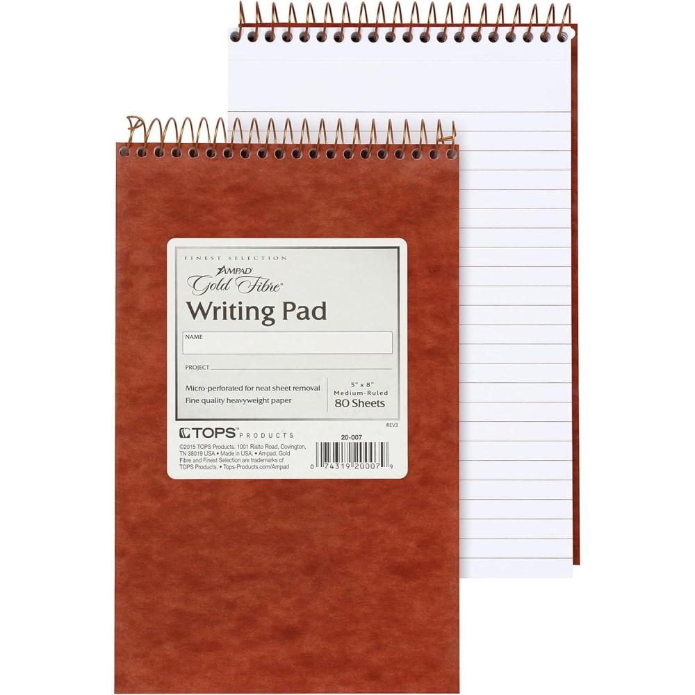 imageAmpad Gold Fibre Retro Writing Pad Red Cover White Paper 5 x 8 Medium Rule 80 Sheets 1 Each 20007Junior Legal 5 X 8