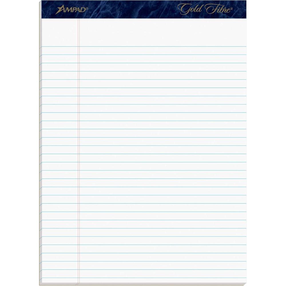 imageAmpad Gold Fibre Writing Pads 812quot x 1134quot Legal Rule White Paper 50 Sheets 4 Pack 20031R