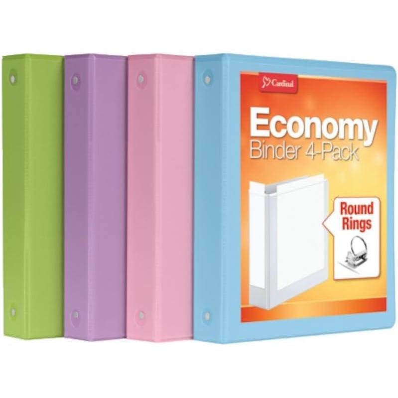 imageCardinal 3 Ring Binders Binders for School and Office Durable 15 Inch Round Rings Holds 350 Sheets ClearVue Presentation View NonStick Assorted Pastel Colors 4 Pack 79552Pastel Colors