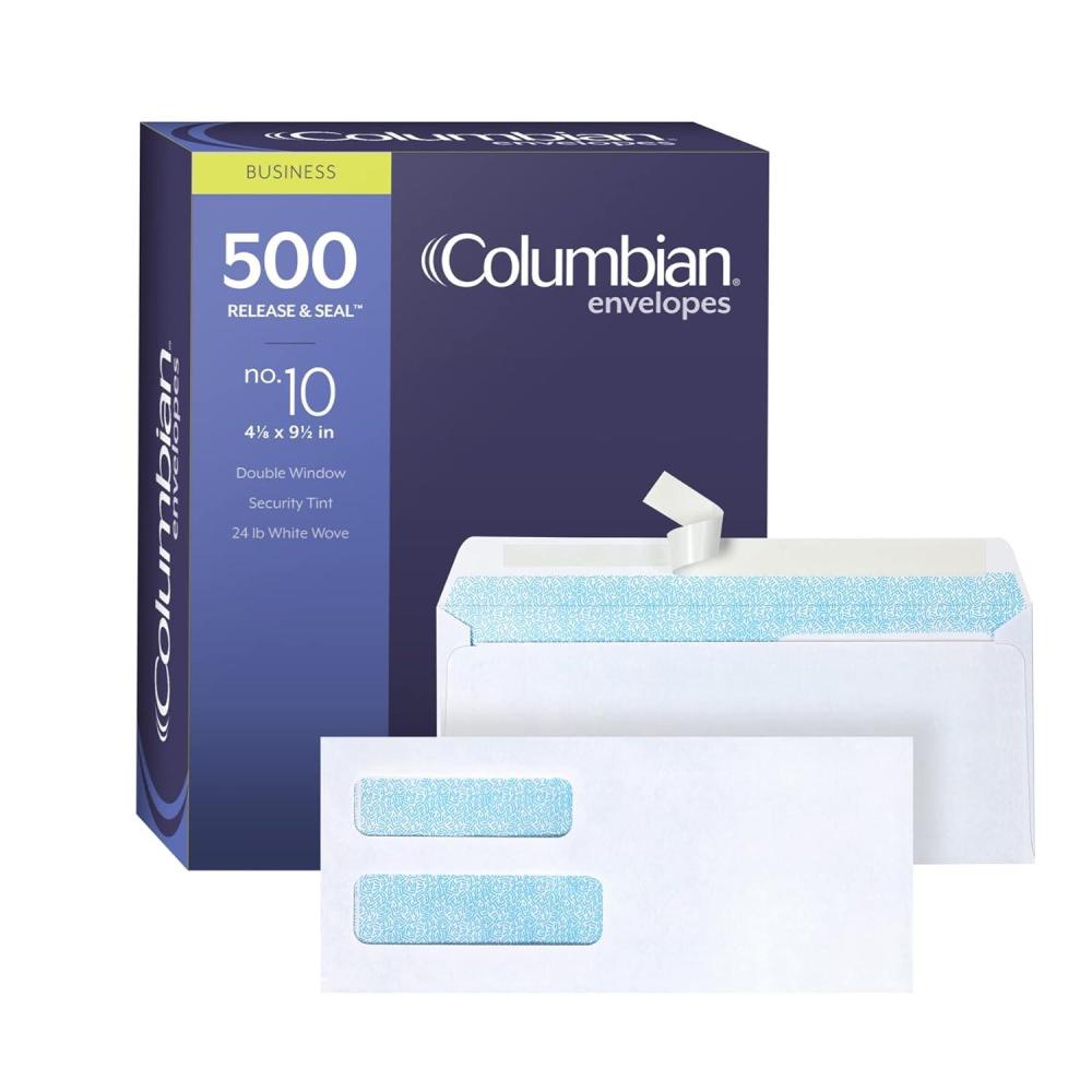 imageColumbian 10 DoubleWindow Security Envelopes 418 x 912 Inch Self Seal White for Mailing Invoices Statements ampamp Documents 500Box COLO338