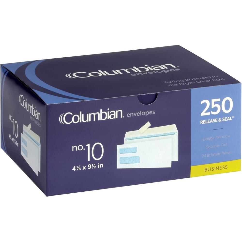 imageColumbian 10 DoubleWindow Security Envelopes 418 x 912 Inches SelfSealing for Invoices Statements and Legal Documents 250Box COLO176 White250 Count