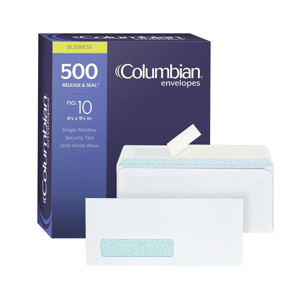 imageColumbian 10 SingleWindow Security Envelopes 418 x 912 Inch Self Seal White for Mailing Invoices Statements ampamp Documents 500Box COLO339