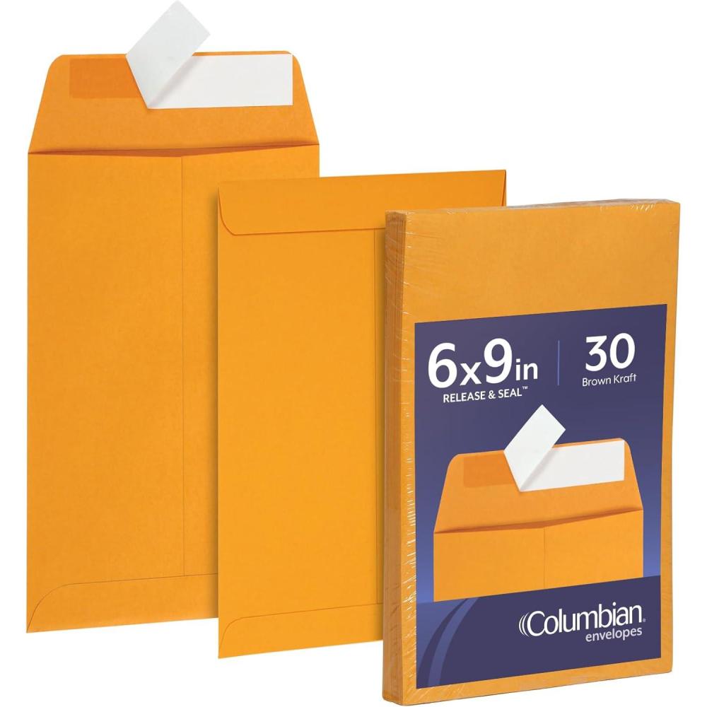 imageColumbian 6 x 9 Catalog Envelopes with Self Seal Closure 28 lb Brown Kraft for Mailing Small Paper Photos ampamp Greeting Cards 30 Per Pack COLO403Small