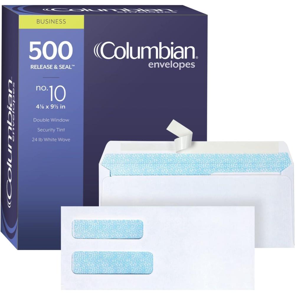 imageColumbian 9 Security Envelopes 500Box Double Window 378quot x 878quot Release ampamp Seal Self Seal SimplySafe Tamper Evident White COLO18310