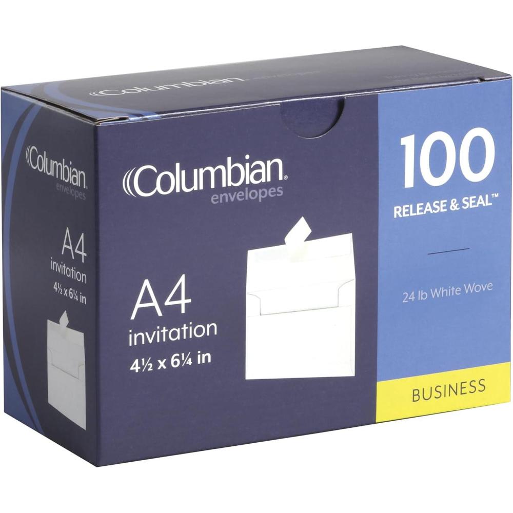 imageColumbian Invitation Self Seal Envelopes 100Box 4 x 6 Inches for Photos ampamp Cards Release ampamp Seal Peel and Seal Strip A4 Square Flap White COLO228A4