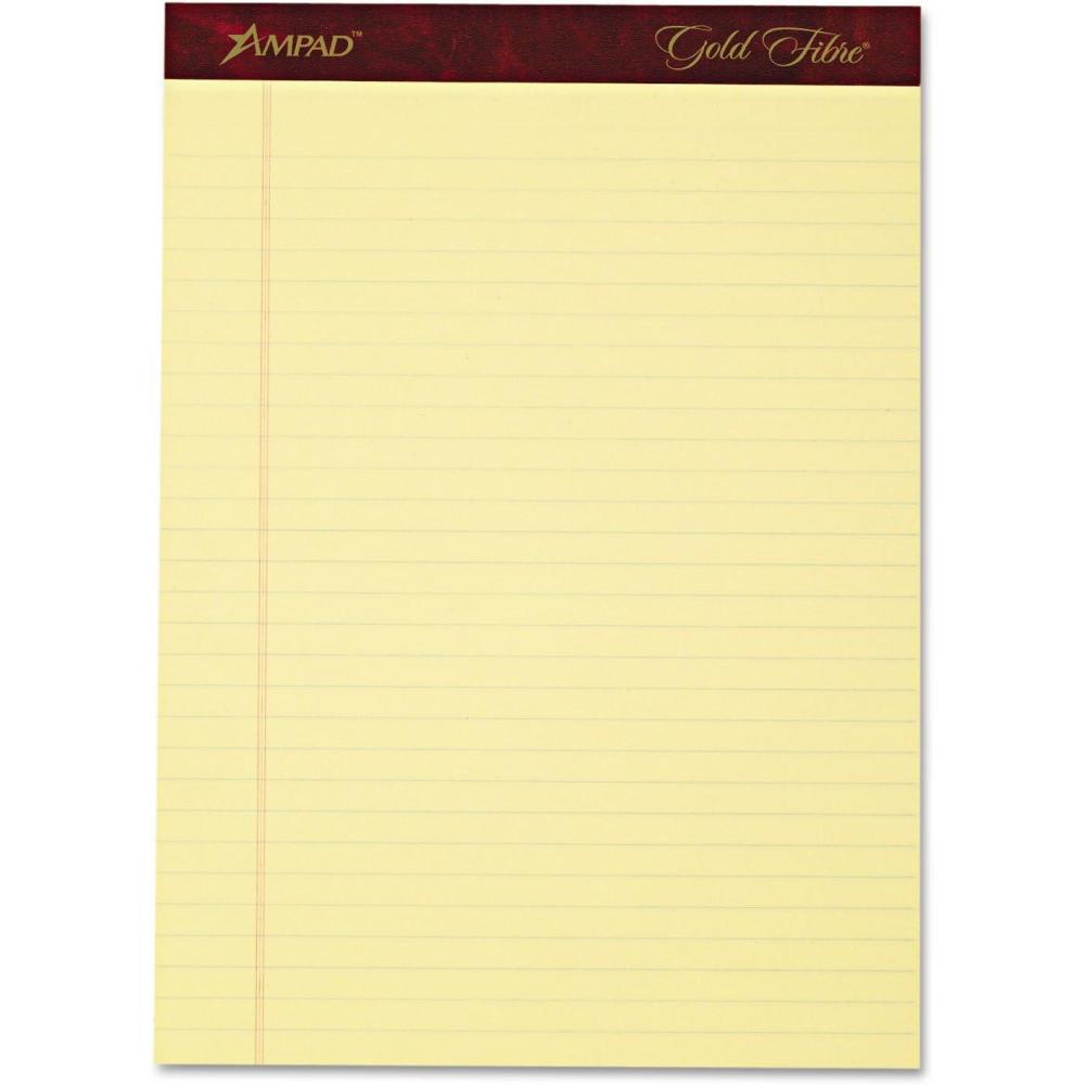 imageEsselte Corporation Perforated PadsLegal50 Sheets8 12quot x 11 34quot 4PackCanary812 x 1134