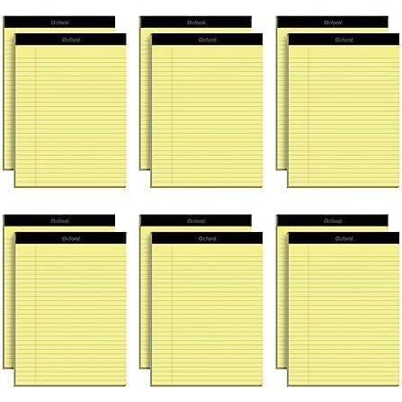 imageOxford 5 x 8 Legal Pads 12 Pack Narrow Ruled Yellow Paper 50 Sheets Per Writing Pad Made in the USA 7401785 x 11 Pack of 6