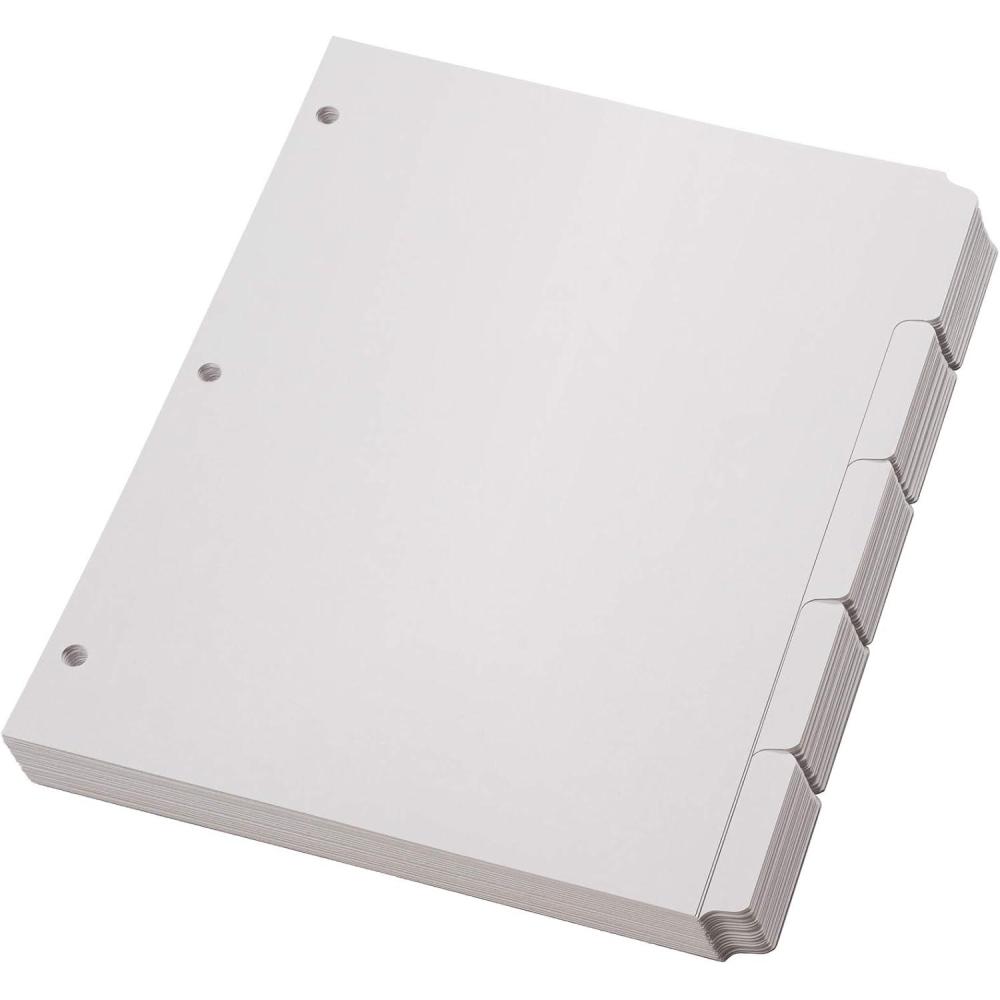 imageOxford Blank Write On Binder Dividers 15 Cut Tabs 3 Hole Punch Dividers in 5 Tab Sets 100 Dividers 20 Sets White 899815 Tab